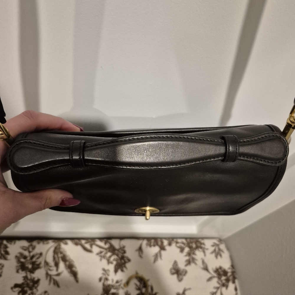 Vintage COACH Court Bag Old Coach Hand Bag Shoulder Bag Black Leather - Picture 8 of 17